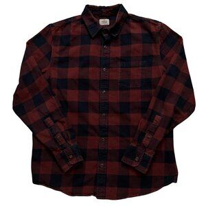 Marine Layer Shirt Mens Size Marge M L Long Sleeve Button Cotton Plaid Red